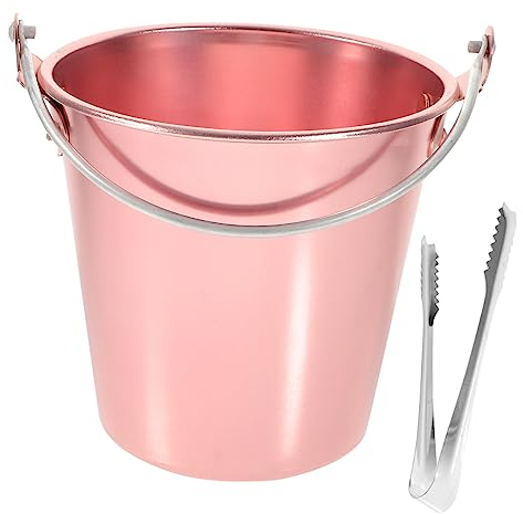 Ciieeo 1.25l Aluminum Alloy Ice Bucket Ice Tongs Rose Gold Wine Bucket for Bar and Home Use Small Copper Color for Parties and Ktv