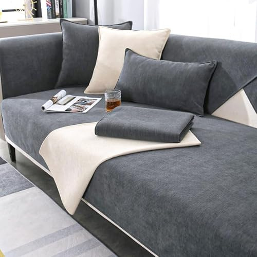 WYJHNLBEDC Sofa/Couch überzug L Form, Sofabezug L/U Form/überwurfdecke, Bequeme Chenille Couchbezug für Sofa 3/2/1 Sitzer/Ecksofa/XXL, Sofaschutz Hund Kratzschutz Katze