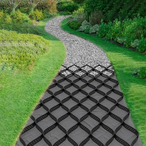 RTOWERM Stabilisateur Gravier Grille de sol Geocell de 2 pouces, grille de gravier de sol HDPE Geogrid, allée de géogrille, système de pavé perméable Grille de stabilisation du sol Pavés perméables Ge