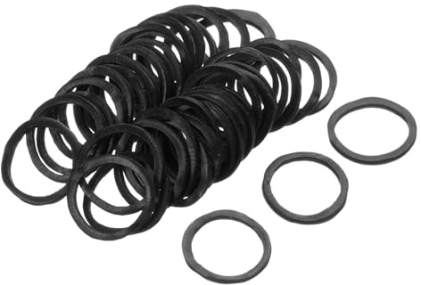 sourcing map 100 Pack Rubber Band Stretchable Rubber Elastic Band Black 20mm x 1.4mm Hair Rubber Bands for Home Office
