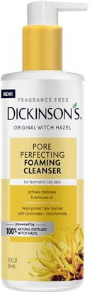 Dickinson's Original Witch Hazel Pore Perfecting Facial Cleanser, 12 Fl Oz, For Normal to Oily Skin, Removes Excess Oil, Refines and Clears Pores, Alcohol-Free Face Wash