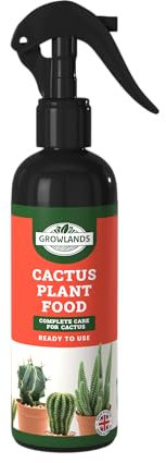 Growlands Cactus Plant Food - 300 ml - Cactus Plant Liquid Spray Fertilizer - Designed For Use on Cactus Plants - Fertilizer for Cactus - Ready to Use Mist Spray
