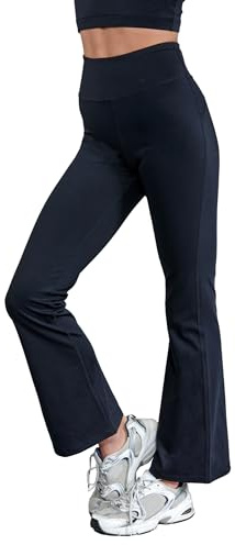 Silky Dance Flared Leggings for Girls, Black High Wasited Dance Jazz Pants - Black - Age 11-13