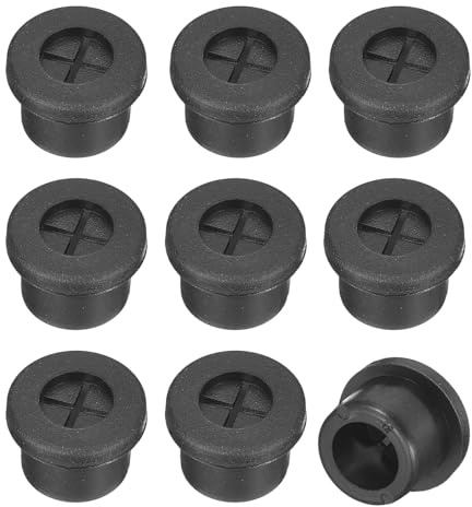 QUARKZMAN 12 Piezas Pasacables de Escritorio de Goma 1/2 (12mm) Cubierta de Orificio de Cable Pasacable para Organizador de Cables de Escritorio Oficina Negro