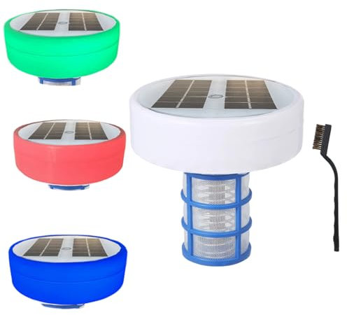 Pool Chlorine, Solar Pool Ionizer Reduces Chlorine Copper Pool Ionizer with RGB Light Eliminate Algae, Keeps Pool Cleaner and Clear Solar Ionizer for Above Ground Pool