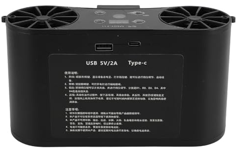 GOWENIC Ventilateur monté sur la Taille, Ventilateur de Refroidissement Rechargeable par USB avec Réglage à 4 Vitesses, Affichage Numérique, Flux D'Air Puissant CW et CCW, Ventilateur de