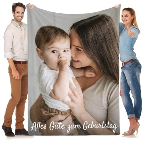Kasofong Personalisierte Decke mit Foto, Personalisierte Decken, Kuscheldecke Personalisiert, Personalisierte Foto Decke, Personalisierte Geschenke für Mama, Geburtstagsgeschenk für Frauen