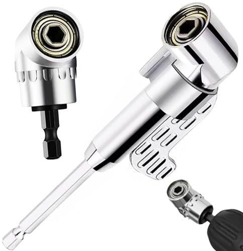 2PCS 90 Degree Drill Adapter with Hex Shank Screwdriver, Right Angle Screwdriver Adaptor for Power Drill Tool