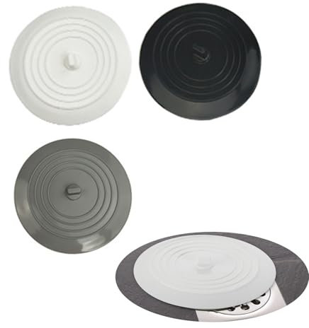 Tappo di Scarico In Silicone,3 Pezzi Tappo Vasca da Bagno Universale Tappi Lavandino Cucina Tappo Doccia Antiodore per Vasca da Bagno,per Lavandino,per Cucina,Bagno(Nero,Bianco,Grigio)