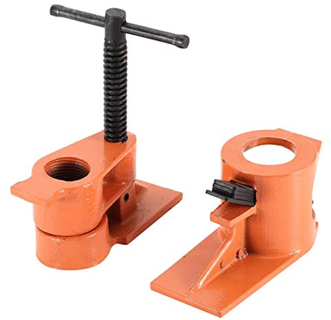 Pipe Clamp, Heavy Duty 1 inch Cast Steel Pipe Clamp, Jaws Vise Fixture Set Woodworking Tool Kit for Gluing