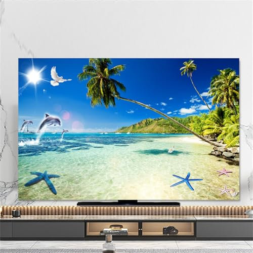 Hixingo TV Abdeckung Staubschutzhülle, 3D Seestern Muster TV Staubschutzhülle 32-80inch TV Abdeckung Schutzhülle Fernseher Fernsehabdeckung TV Schutzhülle (40-43inch,Delfin)