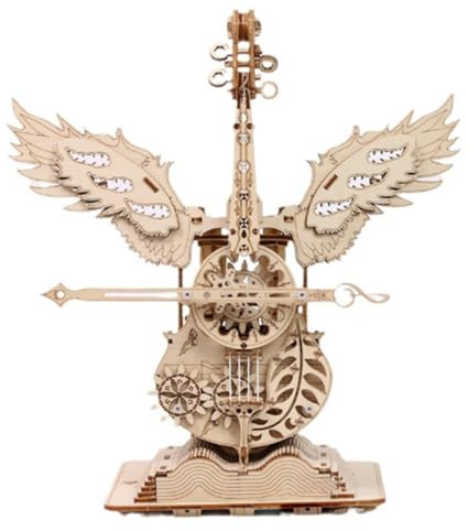 BuildCubes 3D Holzpuzzle Erwachsene, Mechanische Übertragung Cello Spieldose 3D Holz Puzzle Modellbausatz Spieluhr, 169PCS Steampunk 3D Puzzle Holz Musikbox, Spielzeug Geschenk -KIT