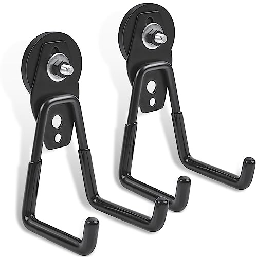 FPMYB 2 Stück Magnetische Haken,43mm Starke Magnete mit Haken, Magnetische Haken für Küche, Garage，Kühlschrank, Vorhänge, Klassenzimmer, Grill, Werkzeuge (Schwarz)