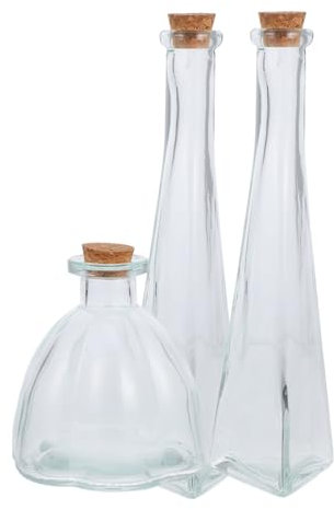 GLEAVI 3pezzi Contenitori in Vetro Con Tappo Sughero Per Cerimonia Della Sabbia Bottiglie Decorative in Vetro Per Matrimonio Bomboniere Piccole Bottigliette in Per Campioni Sabbia