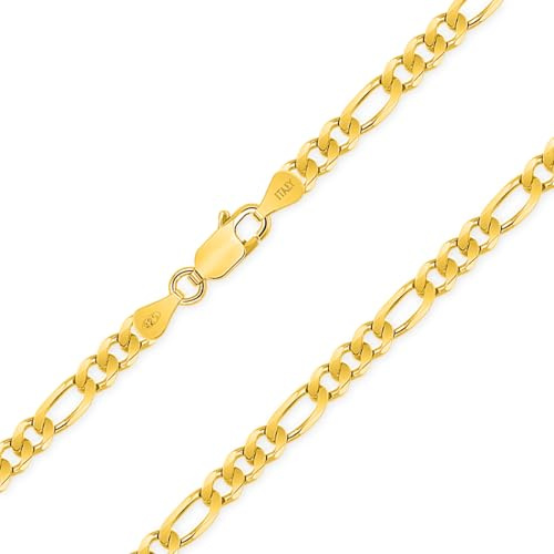Planetys - Collana - Catena in argento 925/1000 - Maglia ro Diamantata - Placcato oro giallo 18 carati - Larghezza: 4,2 mm, Argento sterling