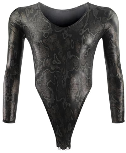 Duohropke Bodysuit Herren Stringbody Overall Langarm Ringen Singlet mit Rundhalsausschnitt Stretch Jockstrap Trikot One Piece Leotard Erotisch Sexy Unterwäsche Reizwäsche Einteilige Bademode