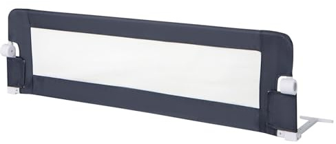 FANTASK Bettschutzgitter klappbar mit Verstellbarer Gurte, EIN-klick-Faltung, Bettgitter Rausfallschutz Bett 180° faltbar für Kinderbett, Boxspringbett & Elternbett, 150 x 42cm (Grau)