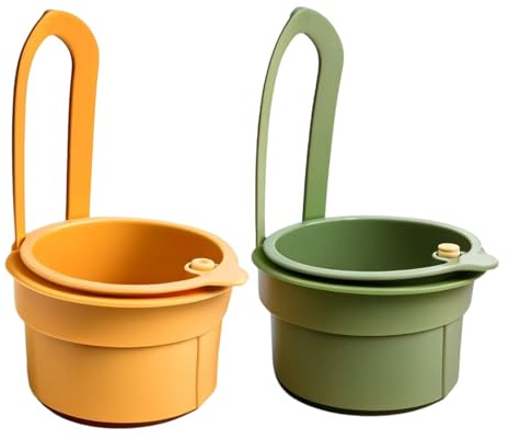 Sink Food Catcher, 2 Pack Hanging Sink Strainer Basket, Kitchen Sink Strainer Basket for Efficient Draining, Food Waste Catcher Sink with Hanging Design, Compact Size 14.2 * 8.3 * 20.2 Cm (Green + Yel