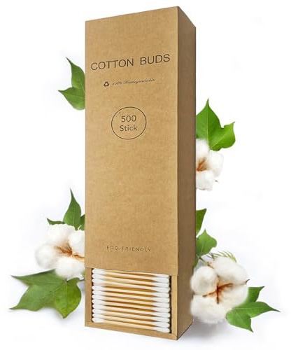 Natural Bamboo Cotton Swabs For Home & Beauty Care, Dual Round Tips,Eco-Friendly Paper Pack 500 Count