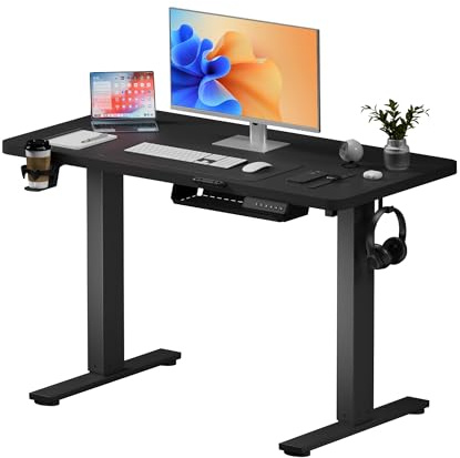 SANODESK Höhenverstellbarer Schreibtisch mit einteiliger Tischplatte & 4 Speicherpositionen – Stabiler Standing Desk für Büro & Home Office, leises & sicheres Heben(Schwarz)