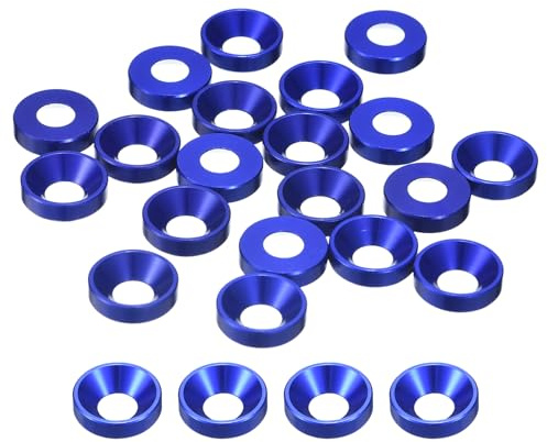 QUARKZMAN 20Pz Rondelle A Testa Svasata M6 Finitura Per Parti Blu Scuro | Guarnizione Rondella A Testa Tonda, Guarnizioni A Vite Lega Alluminio