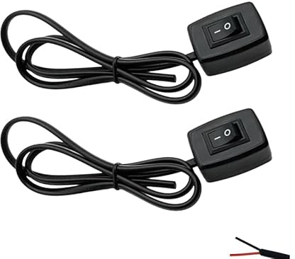 RDTOK 2 Stück Kippschalter 12V mit Selbstklebender Rückseite, Schiffsschalter mit 75cm Kabel Vorverkabelt, 3A 12V/24V Ein/Aus Schalter für KFZ Auto Boot Elektronik DIY Projekte (Schwarz)