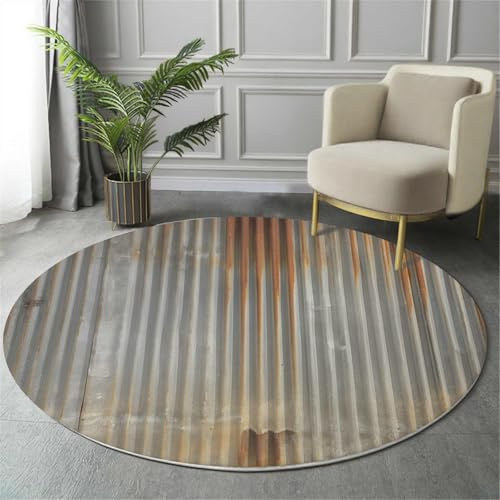 ALTCIRNMD Runder Kurzflor-Teppich 120Cm,Weich rutschfest,Pflegeleicht,Vertikale Streifen Rosafarbenes Weiß Modische Texturen,Für Wohnzimmer Schlafzimmer,Für Haushalte Mit Kindern Haustieren