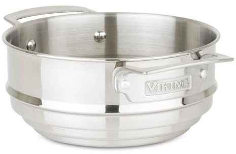 Viking Steamer Insert and Colander, Stainless Steel Pot Strainer, Fits 2-4 Quart Sauce Pan and 6.25-8 Inch Sauce Pans and Casseroles, Dishwasher and Oven Safe, Silver