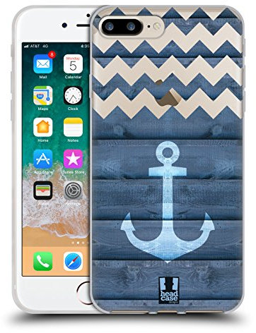 Head Case Designs Ancre Collection en Bois Décorative Coque en Gel [Protection de Qualité Militaire] Compatible avec Apple iPhone 7 Plus/iPhone 8 Plus Et Compatible avec MagSafe