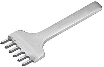 Punteruolo in pelle con punteruolo, bianco, in acciaio, 6 mm, 6 spilli, per bricolage, artigianato, lavoro manuale, utensili, fori, incisione, punzone