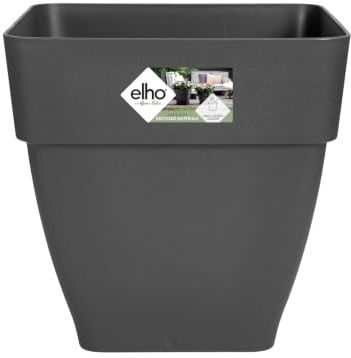 Elho Vibia Campana Square 37cm Maceta - Anthracite | L 36.4 x An. 36.4 x Al. 35.6 cm | Apta para exterior