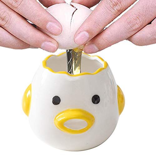 ZOSTLAND Eigelb-Trenner, HQ Creative Ceramics Cute Little Chicken Egg Yolk White, Funny Style Simple Automatic Separation Baking Assistant Tool (Upgrade Yellow Chick)