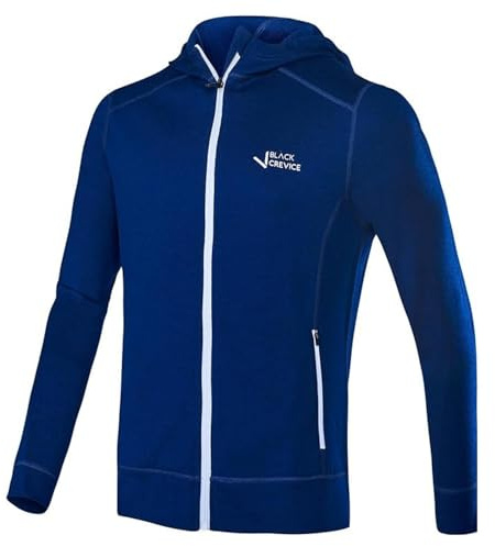 Black Crevice Chaqueta con Capucha de Merino para Hombre, Azul, L