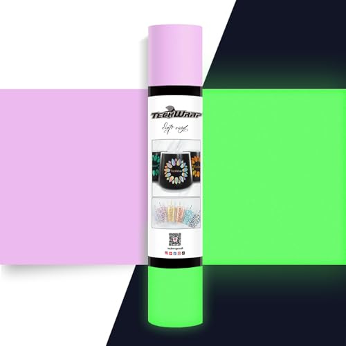 TECKWRAP Glow in Dark Matte Adhesive Craft Vinyl for Craft Cutter,Sign Plotter 1ft x 5ft, Lilac Purple