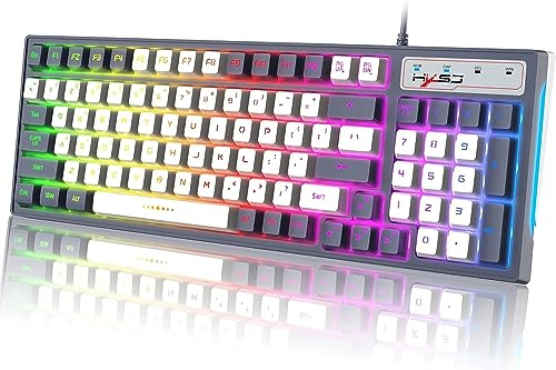 Clavier de jeu filaire RGB avec 8 LED Chroma Rétroéclairage Colorblock Clavier ergonomique 26 touches Anti-ghosting 96 touches Gravure laser Sensation mécanique pour PC Mac ordinateur portable PS4