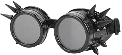 Alomejor Vintage-Brille, Spike-Steampunk-Brille, Doppelschichtig, Winddicht, Punk-Cosplay-Brille für Kostümparty