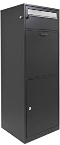 Winbest Large Steel Freestanding Floor Parcel Package Drop with Locking Letterbox Drop Mail Box with Multi Compartments, Black