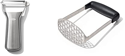 OXO Steel Y Peeler & Good Grips Smooth Potato Masher