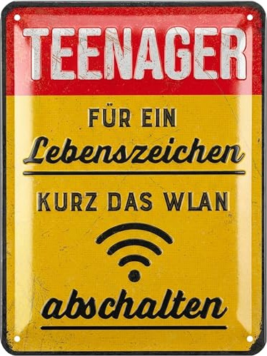 LANOLU Retro Blechschild WLAN ABSCHALTEN LEBENSZEICHEN Gaming Schild, HIER WIRD GEZOCKT Türschild, Gamer Geschenk, Gaming Zone, lustige Deko Jugendzimmer für Zocker - als Metallschild 15x20 cm
