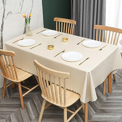 XQSSB Tischdecke Jacquard Tischwäsche Anti heiß Lotuseffekt Tischtücher mit zarten Pastelltönen beige C 100 × 160 cm