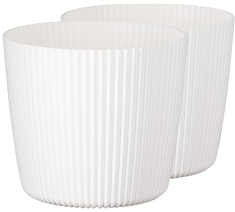 Tymar Pot de Fleurs, jardinière, Lot de 2, Forme Ronde((2pack) Blanc, ø 20 cm)