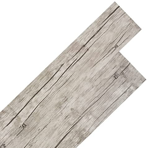 Homgoday Vinyl Flooring Self-Adhesive, 36 Slats of 91.4 x 15.2 x 0.1 cm (2.53 m²), PVC Waterproof and Cuttable, High Adhesion, Imitation Wood Slats for PVC Flooring Self-Adhesive Light Grey