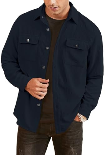 Elegancity Chemise à Veste en Velours Côtelé Bûcheron Homme à Manches Longues Casual Bouton Chemise Veste Regular Fit Deux Poches S-XXXL