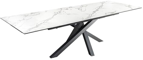 Esstisch MARVELOUS 260cm - schwarz grau - Keramik - edle italienische | 12 Sitzplätze, 100 kg Belastbarkeit, gemütlicher Look, eleganter Look, für Esszimmer, Eyecatcher, robust, Metallgestell