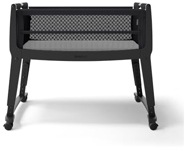 SnuzPod Studio Next to Me Crib, Baby Bed with Zip-Down Wall and 6 Height Settings, Includes Breathable Mattress and Wheels for Newborn (0-6 months), Brooklyn