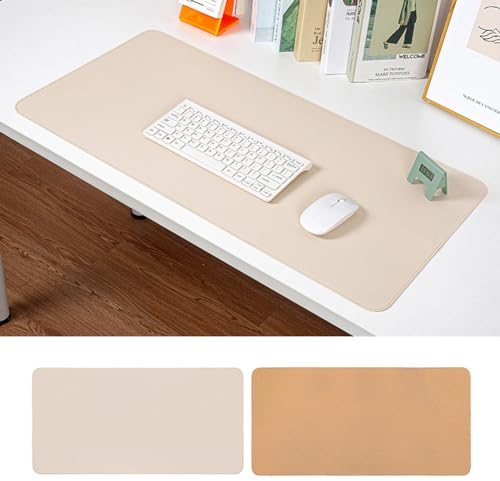 Schreibtischunterlage aus PU-Leder und Kork, doppelseitig, Laptop-Mauspad, wasserdicht, Schreibtischunterlage für Büro, Zuhause, Schule (Beige, 68 x 35 cm)