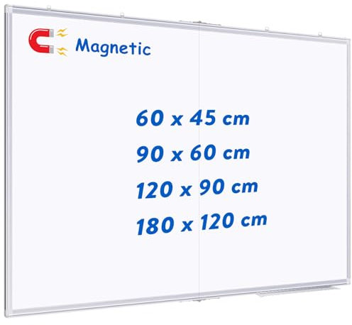maxtek Whiteboard Magnetisch 180 x 120 cm, Magnettafel Groß mit Aluminiumrahmen und Abnehmbarem Tablett, Trocken Abwischbar Beidseitig Beschreibbar Pinnwand Magnetisch, Geeignet für Büro, Schule, Haus