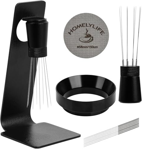 WDT Tool Espresso Puck Screen, 58mm Espresso Accessories Kit - 150μm Puck Screen Set, 0.25mm 316 Stainless Steel 8 Needles Coffee Distribution Stirrer, Dosing Funnel for Barista