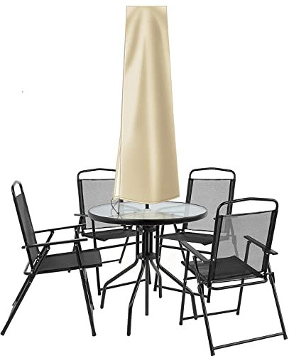 OKPOW Parasol Cover, Heavy Duty Rip Proof 600D Parasol Covers Waterproof Fit for Ø 300 cm Garden Parasol, Windproof, Anti-UV, Large Umbrella Cover with Zip (170*27.5*33.5cm, Khaki)