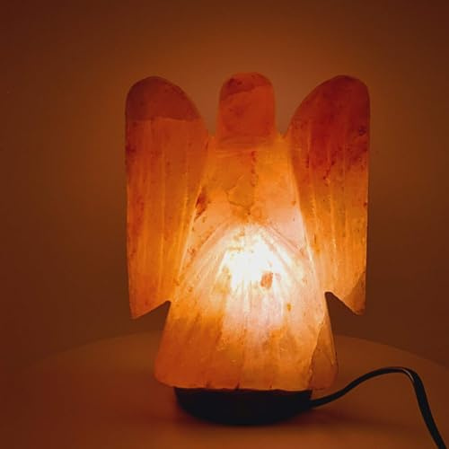 LANDSTER Salzlampe Salzkristall Lampe Engel Form – Natürliche Handgefertigte Dekoration aus Salt Range Pakistan (Punjab Pakistan) – Home Decor Nachtlicht
